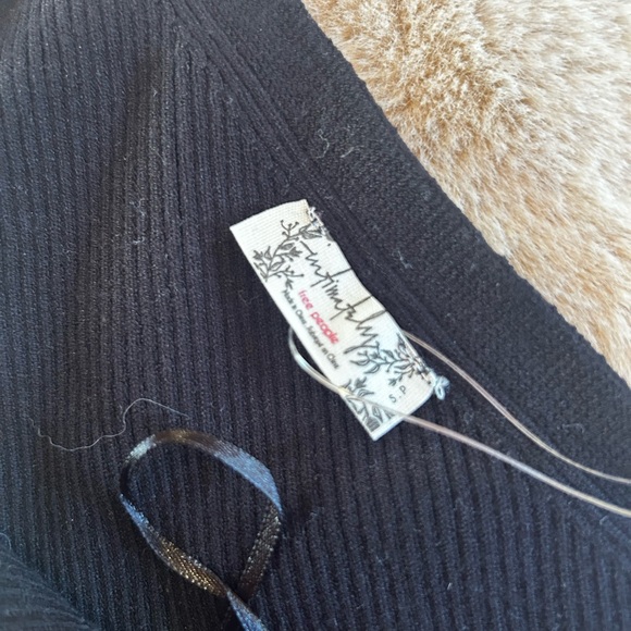 Free People Black Asymmetrical Ribbed Tank Top - Picture 3 of 3